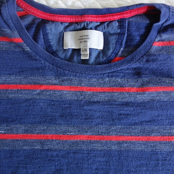 JACK SPADE Warren Street New York Blue Gray Red Stripe T-Shirt – Mens XL - Picture 2 of 7